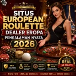 Guyfromchennai - Dealer wanita profesional Eropa sedang memutar roda European Roulette di studio live kasino 2026.