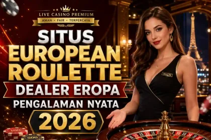 Guyfromchennai - Dealer wanita profesional Eropa sedang memutar roda European Roulette di studio live kasino 2026.